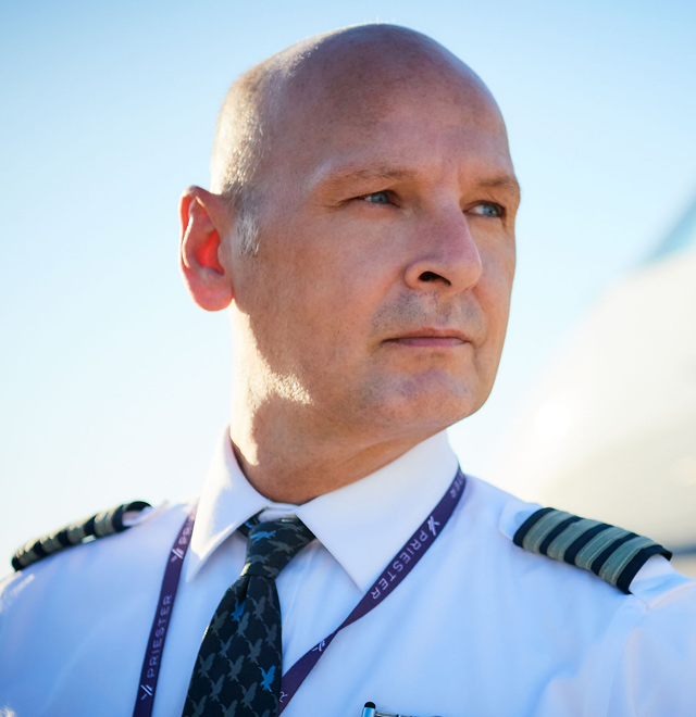 pilot looking off to the side